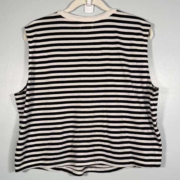 Nation LTD Collins Crewneck Muscle Tank Womens L City Stripe Black Cream - Picture 3 of 6
